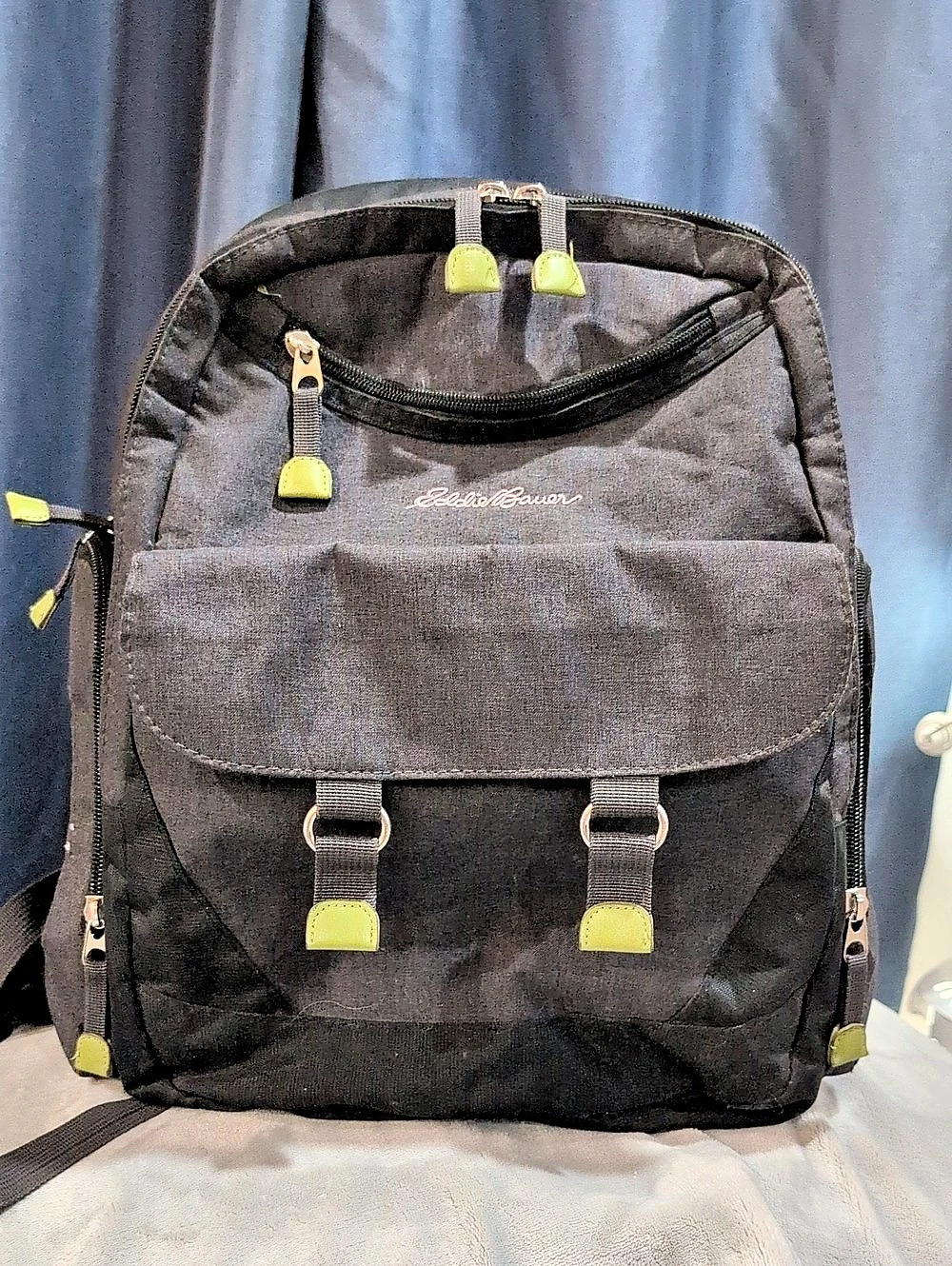 Eddie Bauer Black & Green Diaper Bag Backpack